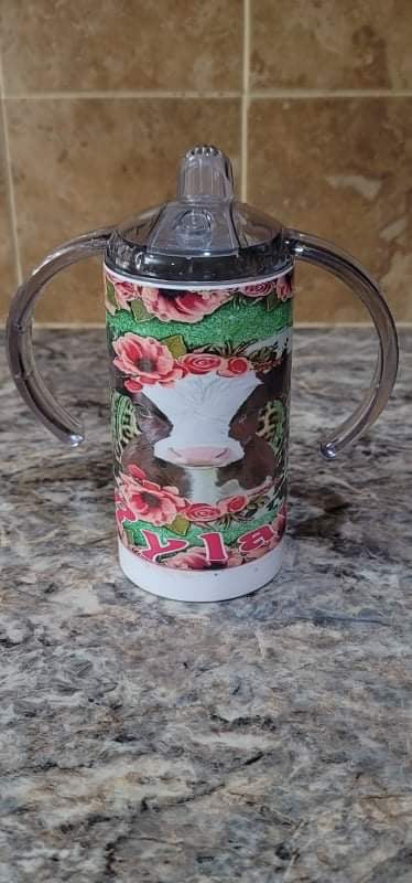 FLORAL CALF SIPPY CUP (INCLUDES NAME)
