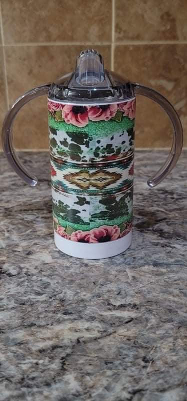 FLORAL CALF SIPPY CUP (INCLUDES NAME)